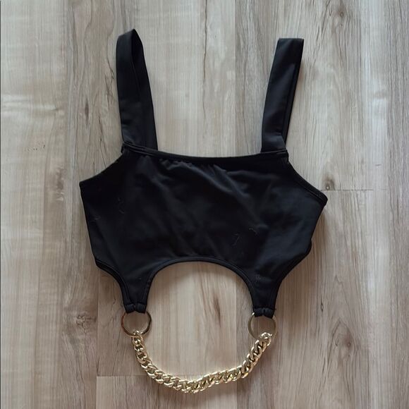 Tops - Black Gold Chain Crop Top